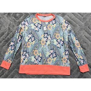 Size M White Birch Floral Womans Lightweight Oversized Boxy Sweater New